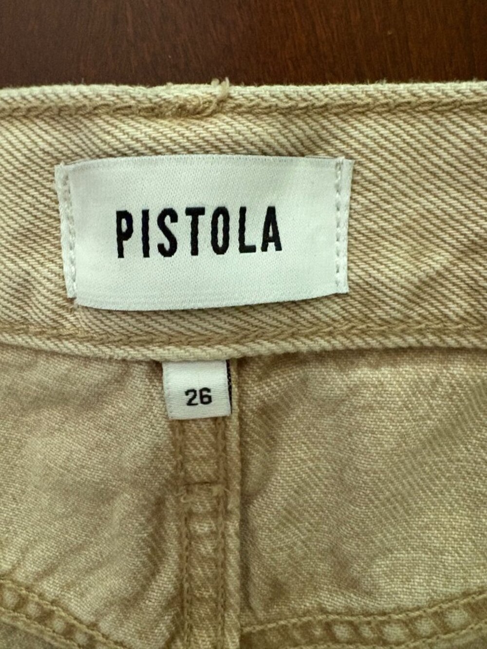 Pistola Ryder High Rise Cuffed Wide Leg Cropped Jeans Oatmeal Tan Beige Size 26 - Picture 7 of 14